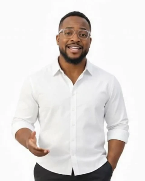Clinton M. Johnson wearing a white shirt